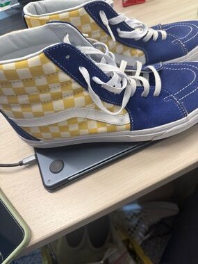 Vans High-Top Sneakers in Blue, White & Yellow